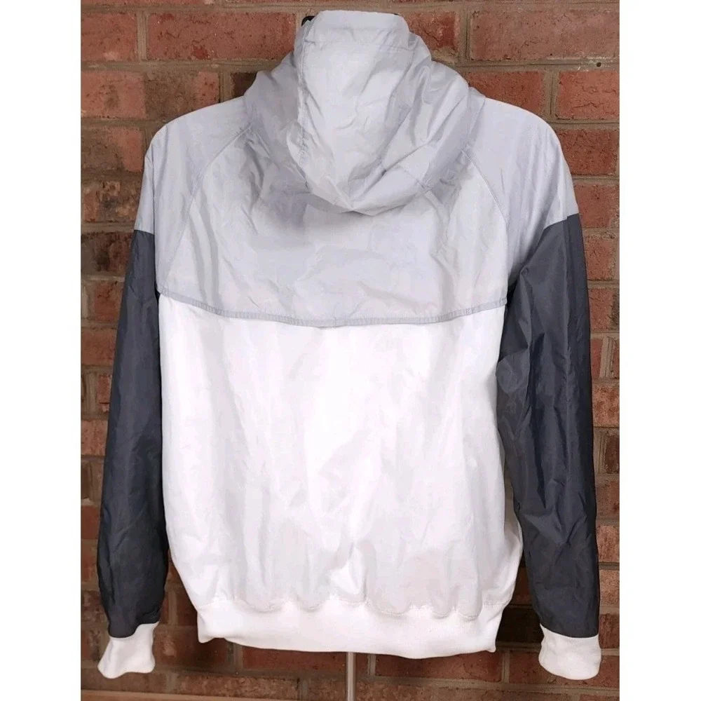 Nike‎ Y2K Hooded Windbreaker Full Zip Jacket Medium Vintage White Gray